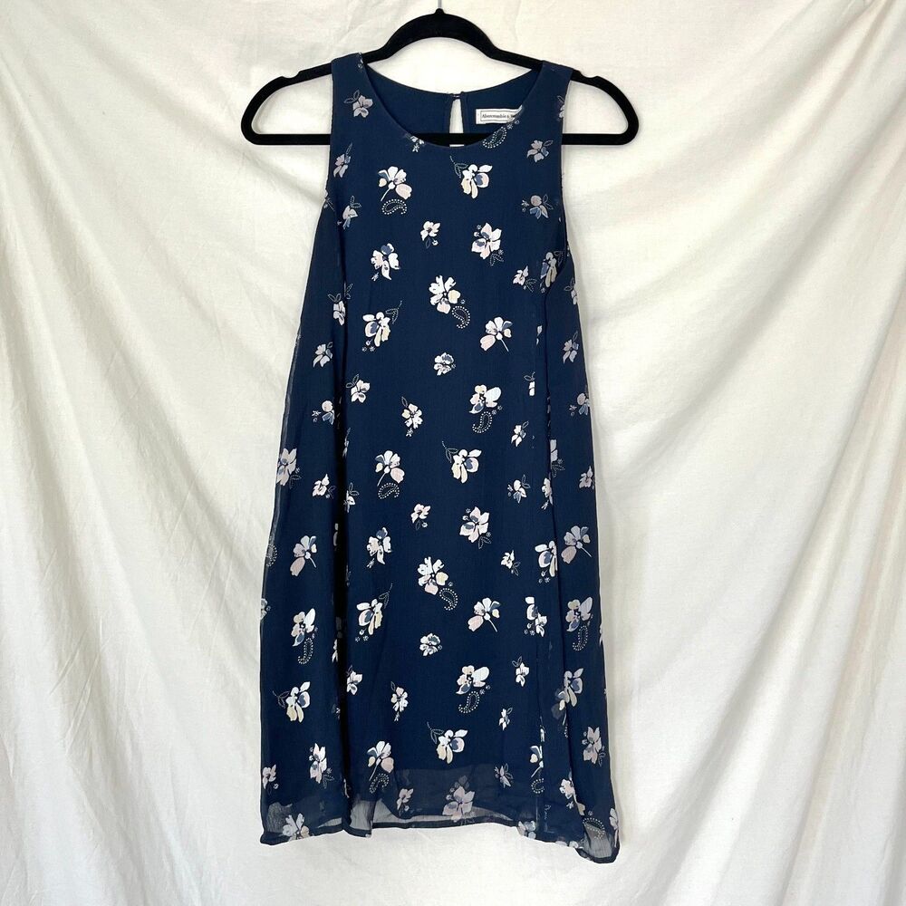 Abercrombie & Fitch Dark Blue Floral Babydoll Mesh Dress M